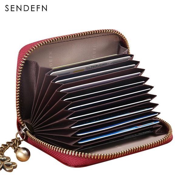 

card holders sendefn women holder brand quality lady mini coin purse grils cardholder for id package bag po(red/black/blue), Brown;gray