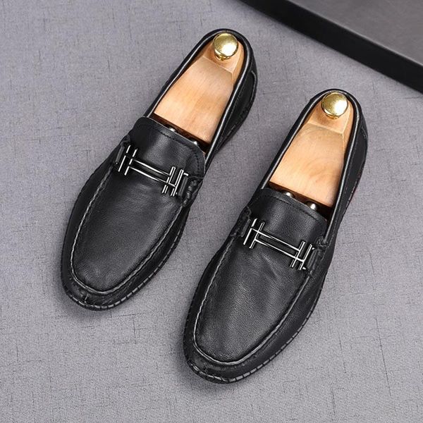 

dress shoes men's comfort black soft leather slip on driving flat formal wedding evening oxfords sapato social masculino