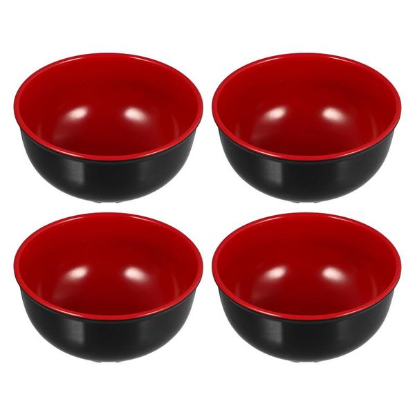 

bowls 4pcs household rice melamine soup creative (black red)