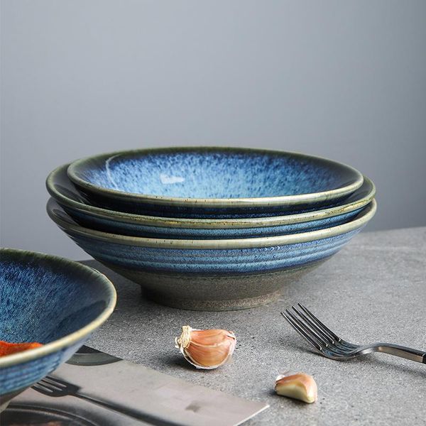 

bowls japanese-style ceramic kiln change bucket ramen salad bowl modern simple household large-capacity dessert kitchen tableware