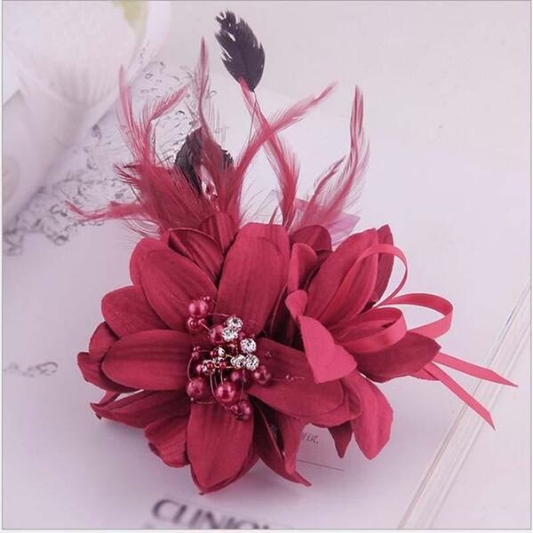 

5pcs diy 6 kinds style feather corsage flowers artificial bride wedding party decoration decorative & wreaths