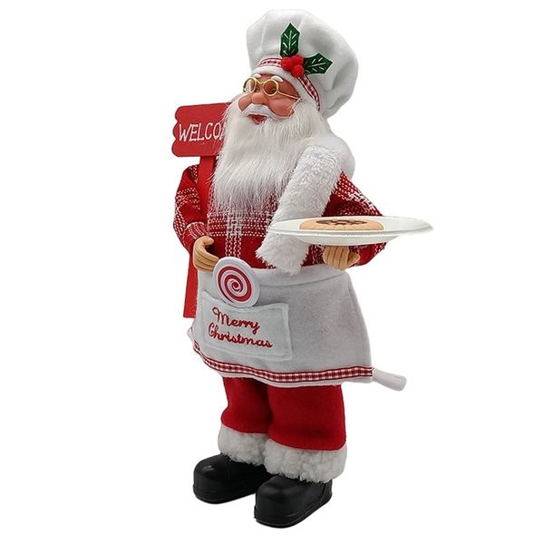 12 pollici Christmas Chef Santa Figurine Doll Accessori Babbo Natale Figurine Ornamenti pendenti di Natale Articoli per feste Regali per bambini 211104