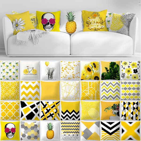 

cushion/decorative pillow 45x45 home decor summer pineapple leaf flower print customized cushion cover geometry yellow skulls throw decorati