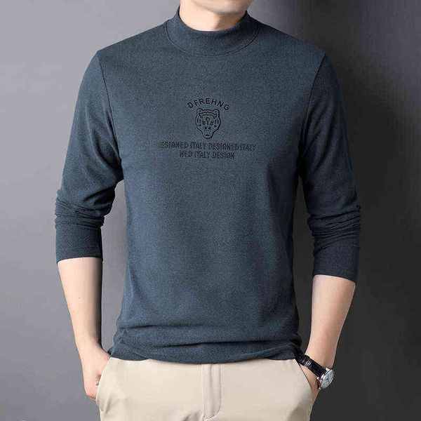 

double sided cashmere long sleeve t-shirt autumn winter half high collar men's slim fitting bottoming shirt middle-aged and young, White;black