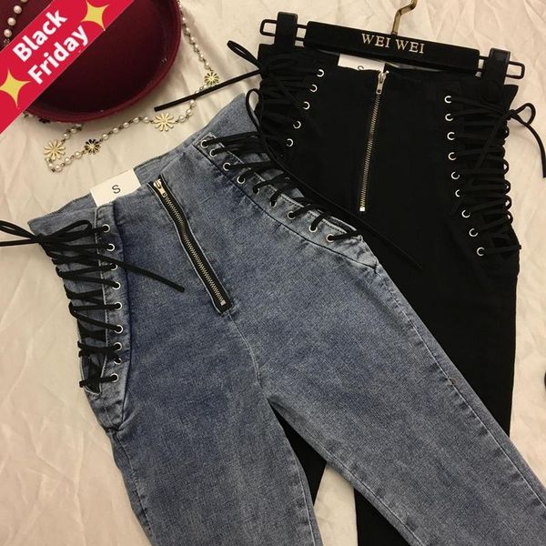 

high waist skinny pencil jeans for women leggings denim pants slim female trousers women's, Blue