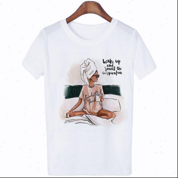 

womens t shirt fashion waim es printed letter harajuku graphics streetwear tee female drop, White