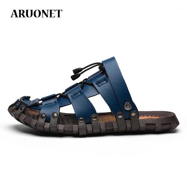 

sandals aruonet retro style streetwear ultralight men's shoes unique gladiator for men chassure homme1, Black