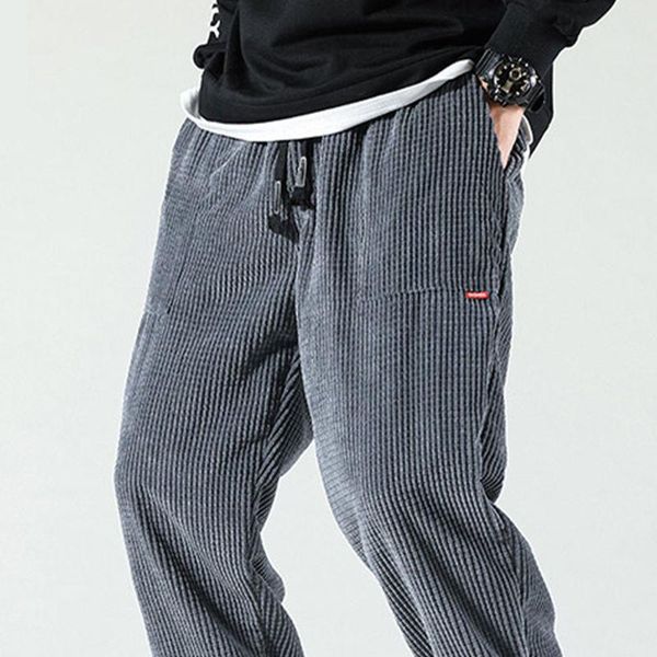 

men's pants pleated street men's jogging fall/winter corduroy casual, Black