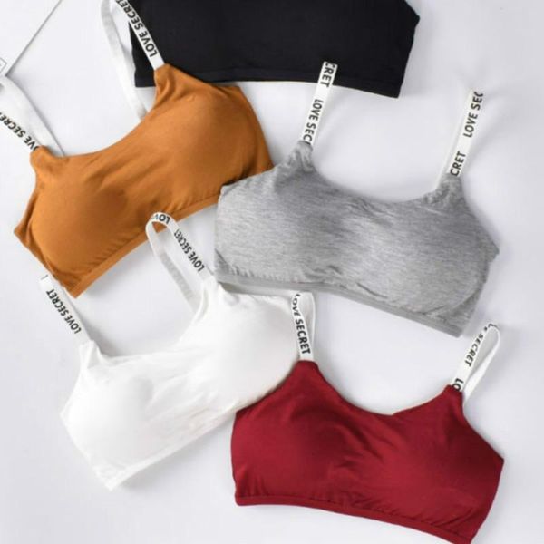 

bras women ladies tube bra english letters sling wrap underwear back buckle cotton vest strapless comfortable for girl, Red;black