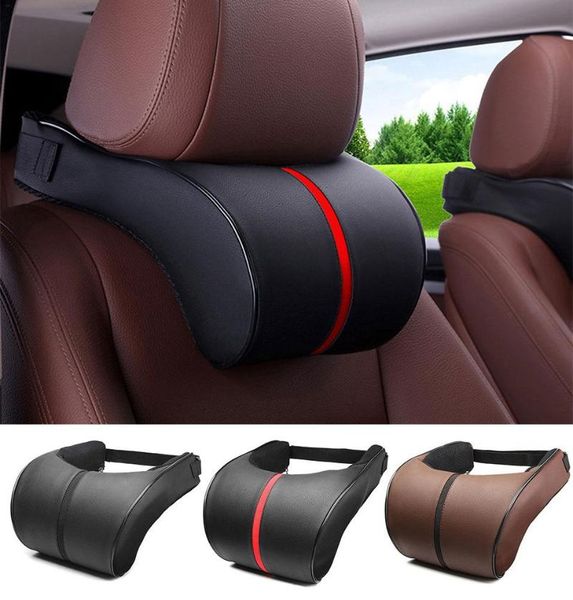 

seat cushions car neck pillows pu leather memory foam headrest for head pain universal adjustable pillow accessories
