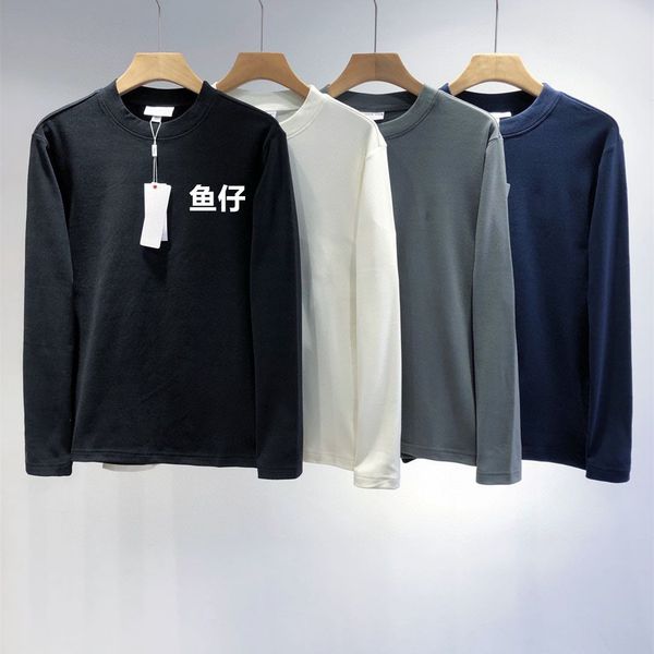 

design clothing 515 xiaoyuzai round neck bottomed t-shirt autumn long sleeve pullover basic solid color shirt with qingdao inside, White;black