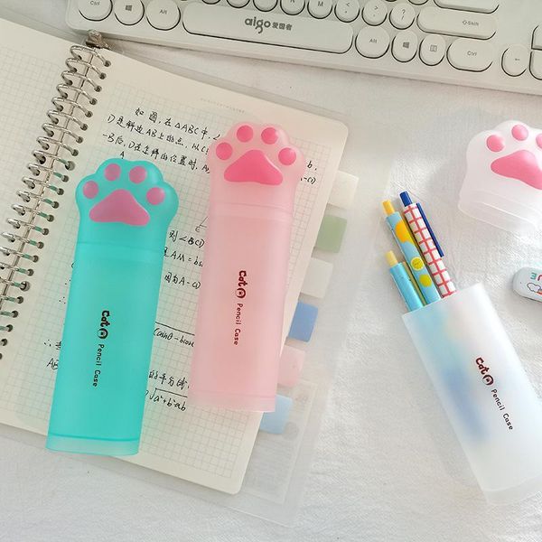 

pencil cases creative case cat claw series frosted plastic pen student cute storage kids school supplies kawaii stationery