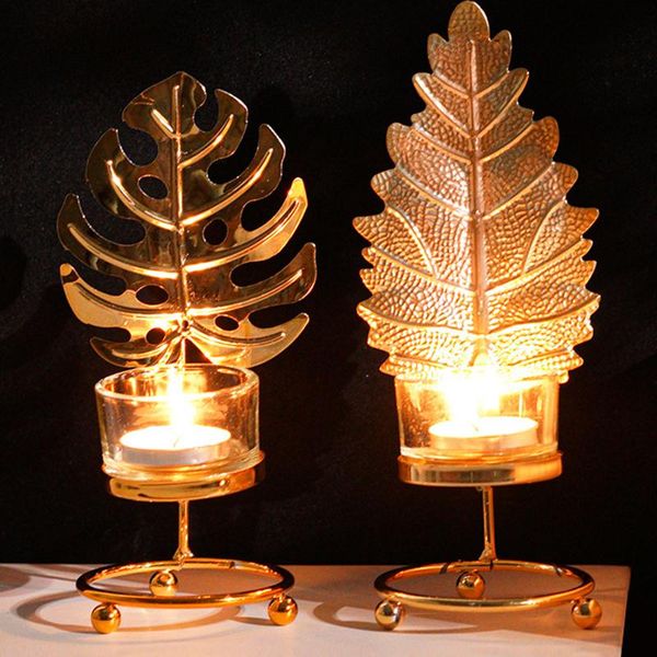 

candle holders metal candleholder with golden leaf decoration romantic durable long lasting unique for office living room wedding s7
