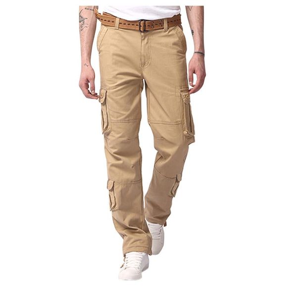 

men's pants loose casual multi-pocket straight solid color outdoor overalls trousers sweatpants pantalones hombre ropa harajuku, Black