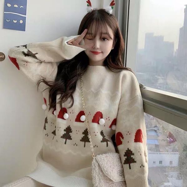 

women's sweaters 2021 autumn japanese lazy jumper pullover ugly christmas sweater women oversize high neck sen long sleeve for fashion, White;black