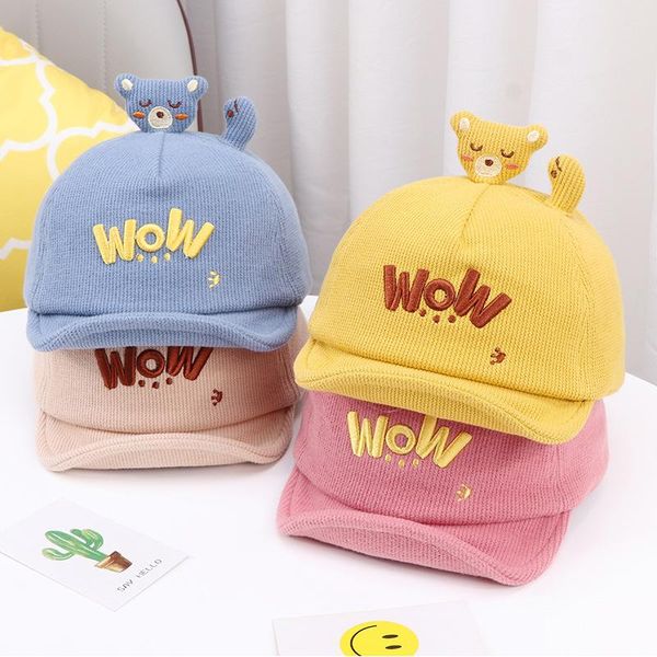 

caps & hats autumn and winter children's cute bear thickened baseball for men women baby sun to keep warm 2021, Yellow