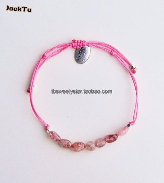 

tennis cute natural beads strawberry quartz friendship bracelet, Golden;silver