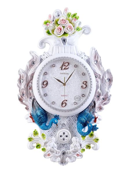 

wall clocks peacock living room clock mute large european fashion home creative bedroom decoration hanging table