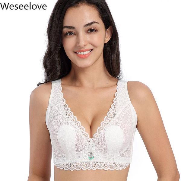 

bras weseelove 2021 push up women bralette plus size bra 120de blue gather adjustable soutien gorge femme lace underwear x07-1, Red;black