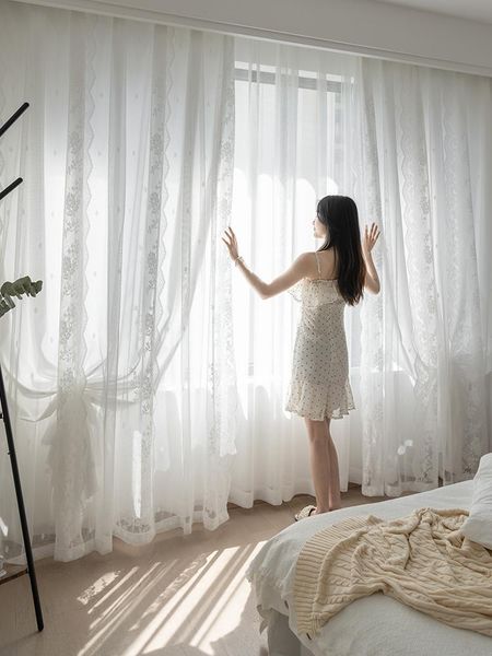 

curtain & drapes customized french entry lux white lace window screen mesh curtains light transmission nontransparent double princess style