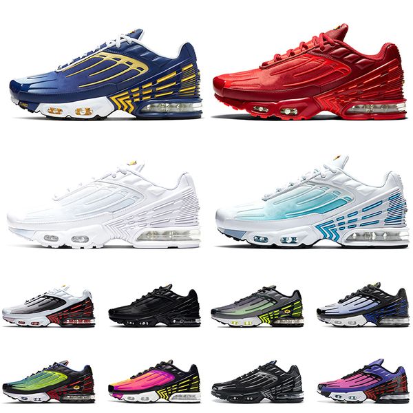 

men women tn plus 3 running shoes fashion tuned leather triple black sneakers trainers grey laser blue deep royal crimson red mesh white