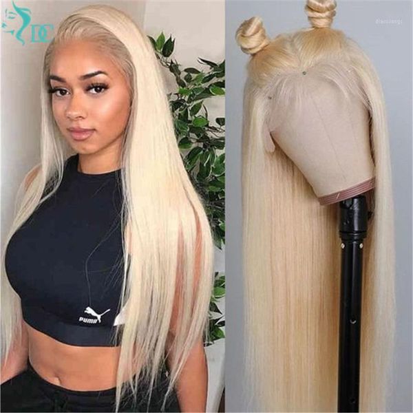 

brazilian blonde 613 straight wig human hair wigs dc honey 150% - 180% density lace front for women1, Black;brown