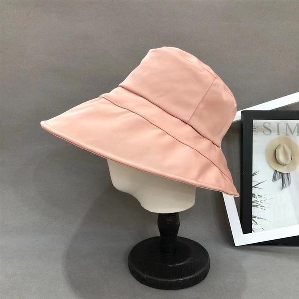

202105-pinshang spring summer big brim high grade fabric sunshade leisure lady bucket cap women fishermen hat wide hats, Blue;gray
