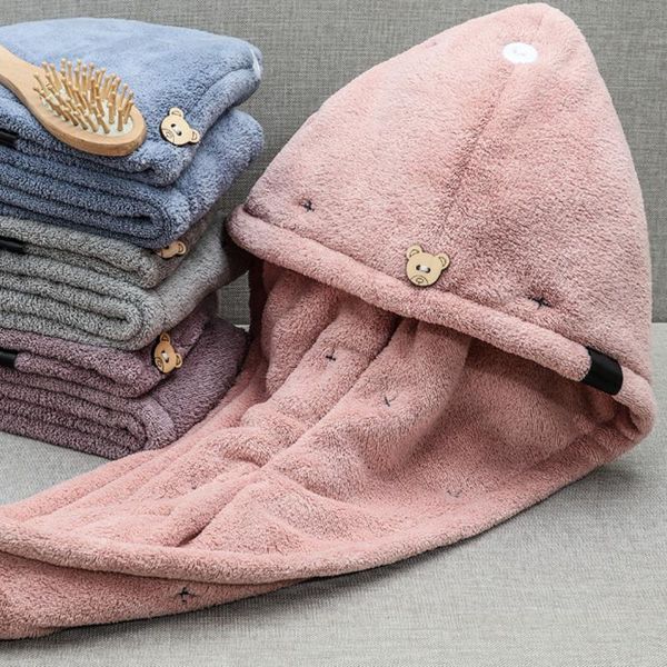 

shower caps cute animal dry hair cap strong water absorption and quick-drying microfiber thick double layer headscarf