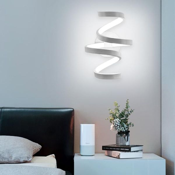 

wall lamp modern spiral 85-240v led mounted light home bedside aisle lighting bedroom living room stairs decorative art white