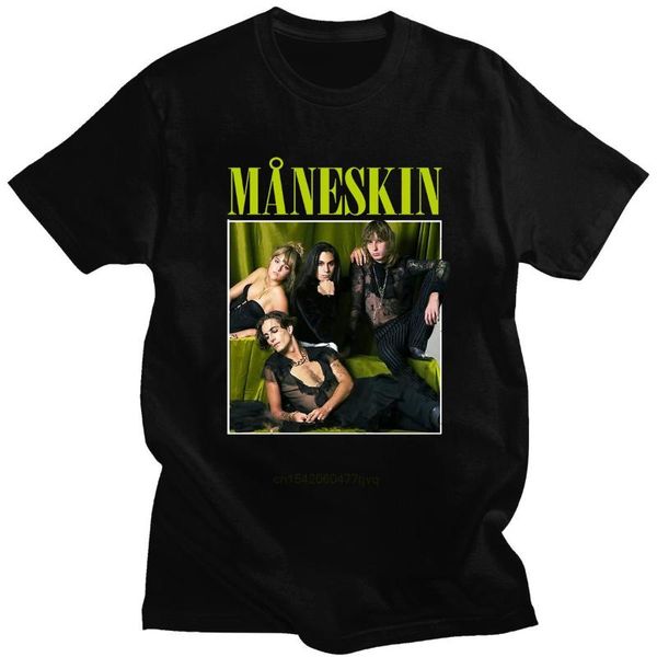 

men's t-shirts style maneskin print hipster short sleeve t-shirt male fashion tees couple daily casual clothing, White;black