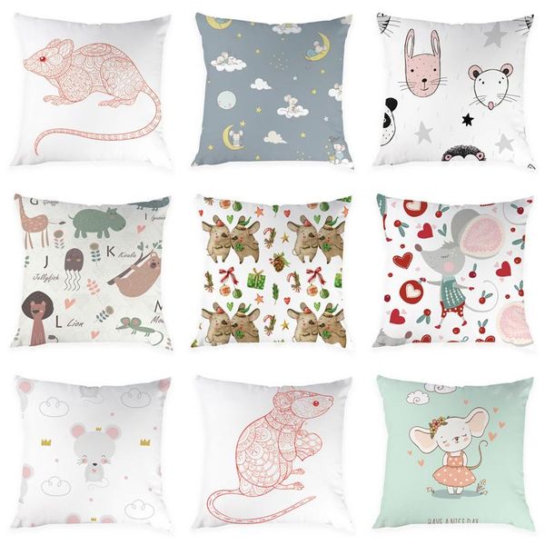 

cushion/decorative pillow cartoon animal pattern cushion cover peach skin decoration pillowcase hippo giraffe mouse 45*45cm