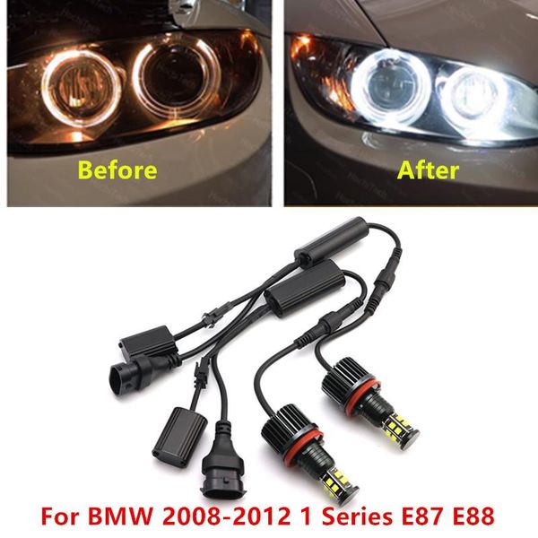 

car headlights for 2008-2012 1 series e87 coupe e88 240w white ultra bright error 6000k led light bulb h8 / h11 angel eyes marker