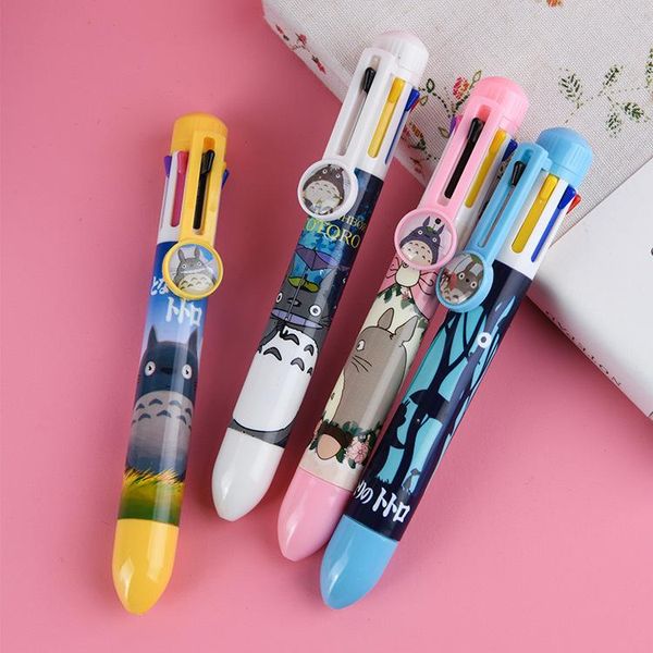 

cartoon totoro 8 colors ballpoint pen cute press roller ball pens school office writing supplies stationery gift, Blue;orange