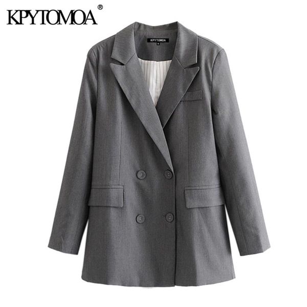 

women's suits & blazers kpytomoa women 2021 fashion office wear double breasted blazer coat vintage long sleeve pockets female outerwea, White;black