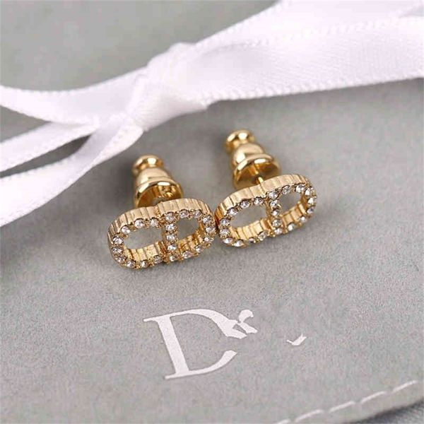 

86% off factory shopfamily full diamond silver needle female jewelry high version, Golden