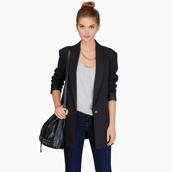 

simple one button-up west big size women's suit polyester double breasted regular blazers coat long-sleeve notched collar suits &, White;black