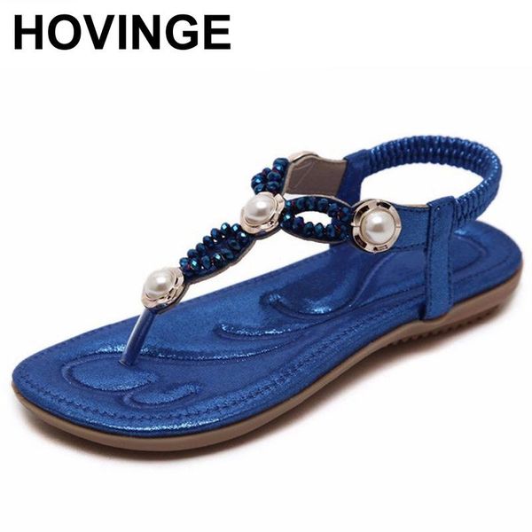 

woman sandals bead bohemian clip toe comfortable thong shoes boho elastic band back strap flat beach, Black
