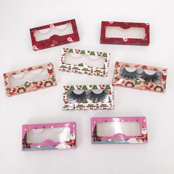 Weihnacht Wimpernbox Heiße rot beliebte Softboden kostenlos Tabletts Großhandel Custom Private Label Logo 25mm 3D Wimpernhülle