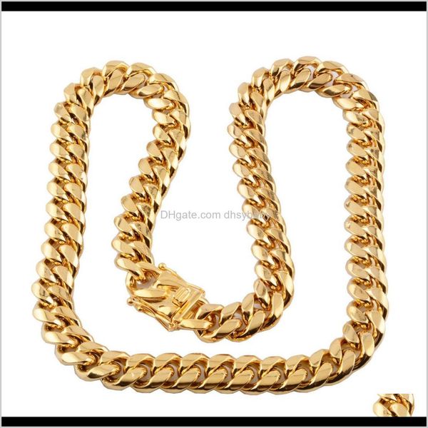 

chains necklaces & pendants drop delivery 2021 luxury designer mens necklace gold chain stainless steel jewelry hip hop cuban link rapper ac, Silver