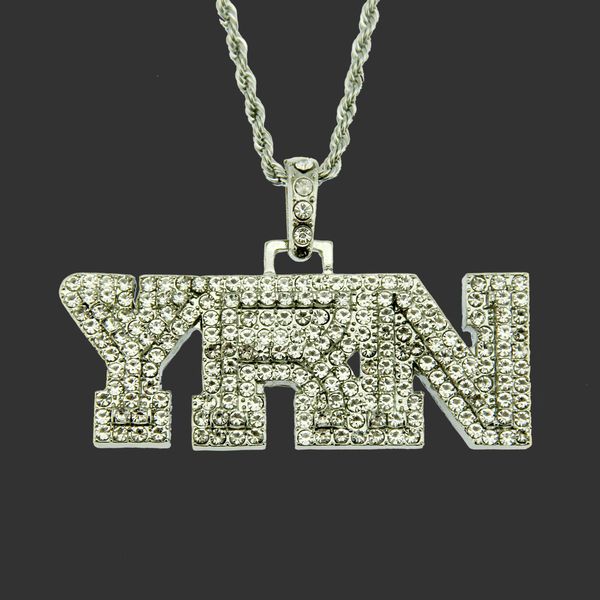 

amulet neck pendants letter diamond inlaid yrn men's fashion brand pendant ins domineering necklace, Silver