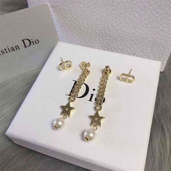 

special offer 75% off outlet online 2021 new simple cool wind pearl tassel earrings star same style lajk, Silver