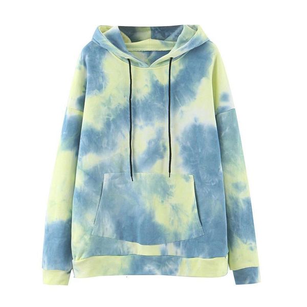 

hoodies autumn long sleeve tie -dye printed hoodies casual plus size loose sweater women 's pocket coat sweatshirts, Black