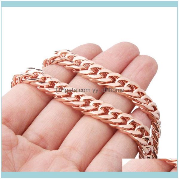 

chains necklaces & pendants jewelrychains polished mens womens necklace stainless steel 8 mm rose gold cuban curb double link chain or b, Silver