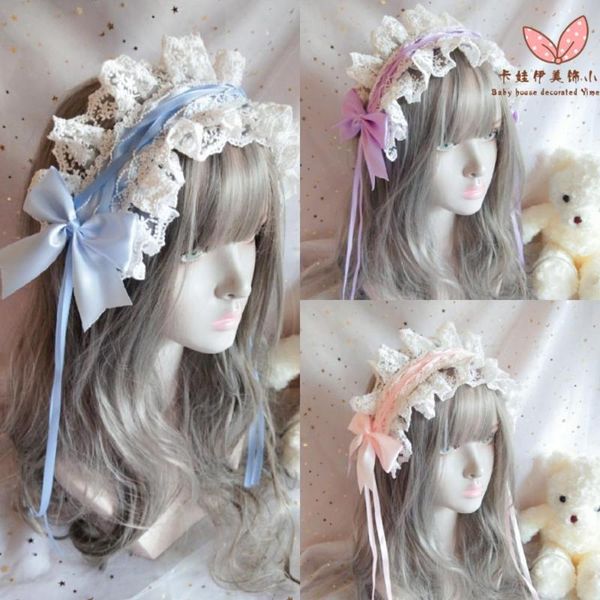 

party masks love movement blue purple pink hair band lolita versatile hairpin cosplay soft girl kawaii bow lace accessories small thing