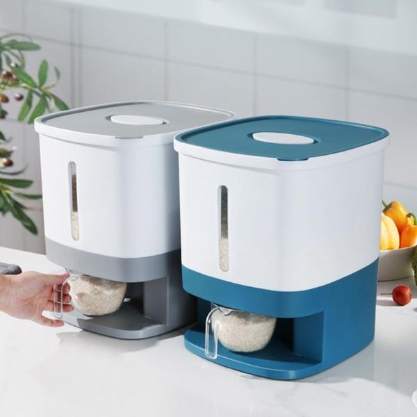 

storage bottles & jars 10kg rice container large sealed grain dispenser box with lid measuring cylinder moisture proof drop