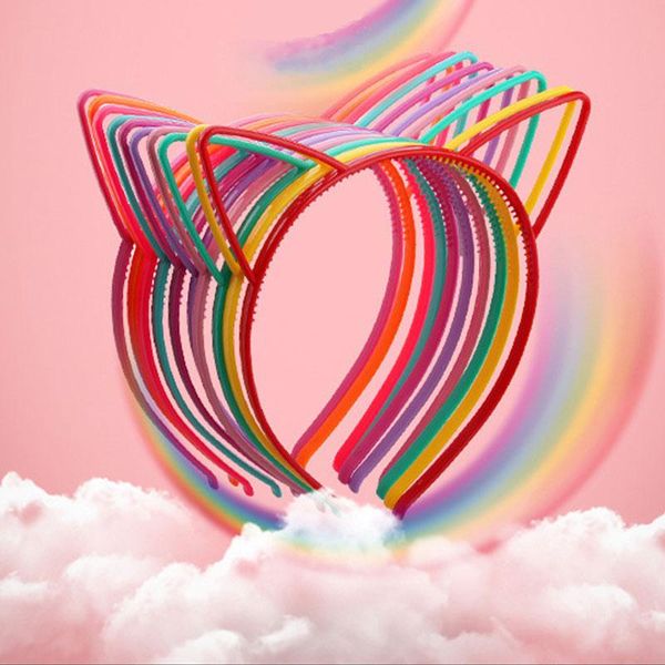 

hair accessories 3pcs/6pcs kids headbands cat ears crown bow headwear princess plastic hairbands boho bands for girls baby, Slivery;white