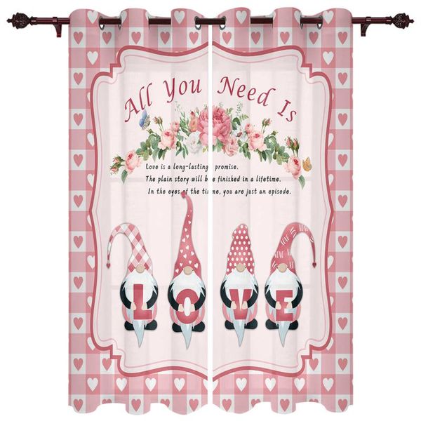 

polyester translucent curtains valentine rose gnome pattern luxury for living room kitchen bedroom windows curtain & drapes