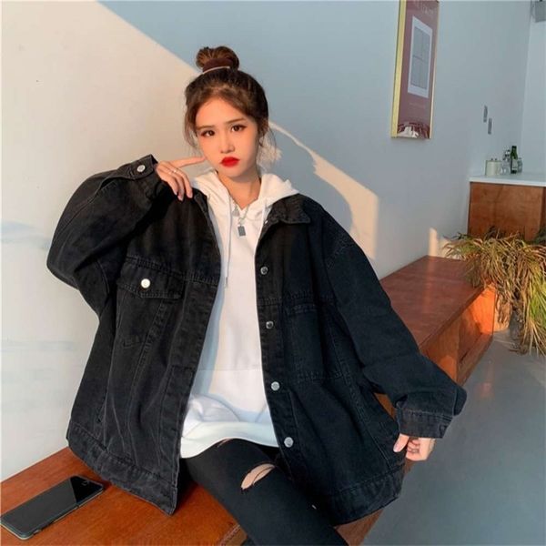 

jackets coat denim jacket women's 201 spring korean loose bf cardigan student hzfl, Black;brown