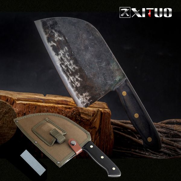 Xituo Full Tang шеф-повар нож ручной работы кованые высокоуглеродные клапанные стальные кухонные ножи Cleaver Fireting нарезка широкого ножа мясника