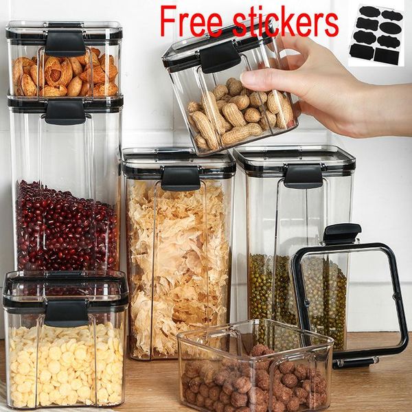 

storage bottles & jars 4pcs stackable acryl food container plastic kitchen noodle box multigrain tank transparent sealed quality